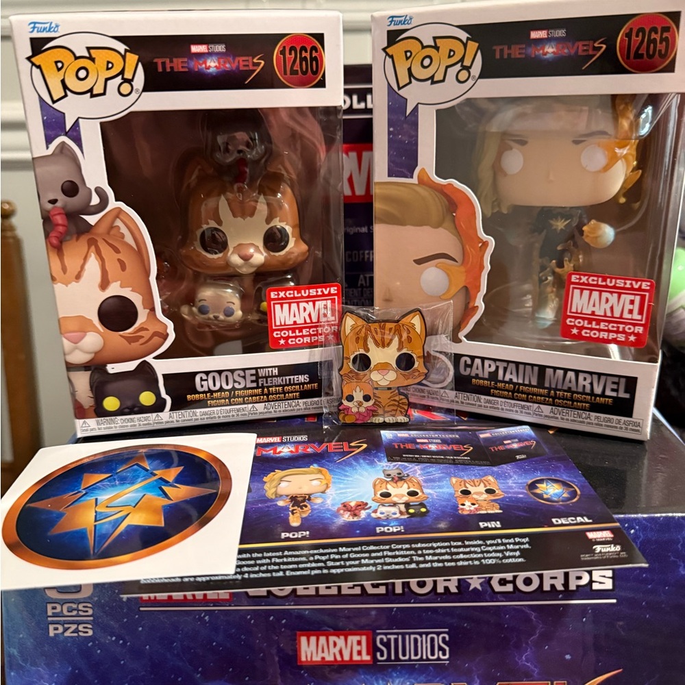 Funko Pop! Marvel Goose and Captain Marvel Figures
